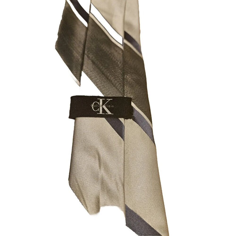 Vintage CALVIN KLEIN Set Of Two Mens Striped 100% Silk Ties Great Condition - Picture 3 of 7